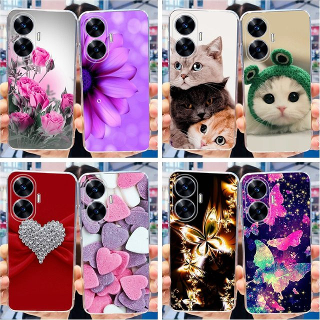 Schutzhülle mit Blumenmuster für Realme C55 4G, transparent und weich - Bild 1