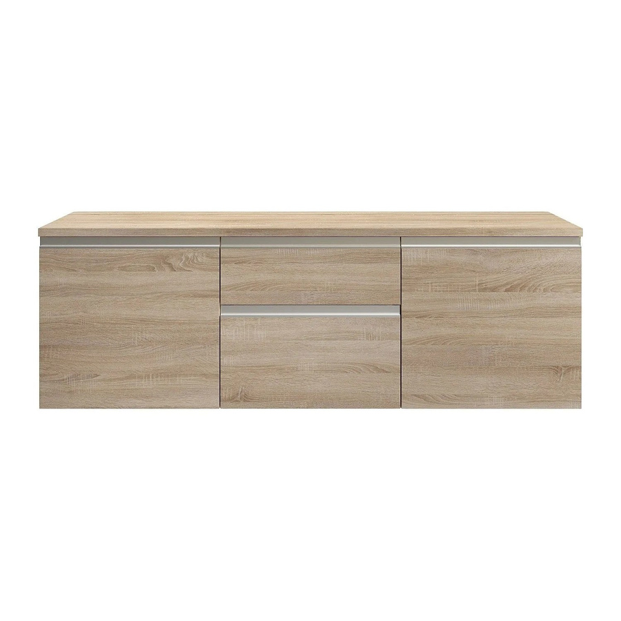 Vente-unique Waschbeckenunterschrank Jimena in Eichenoptik, Farbe Beige, Breite: 150 cm - Bild 2
