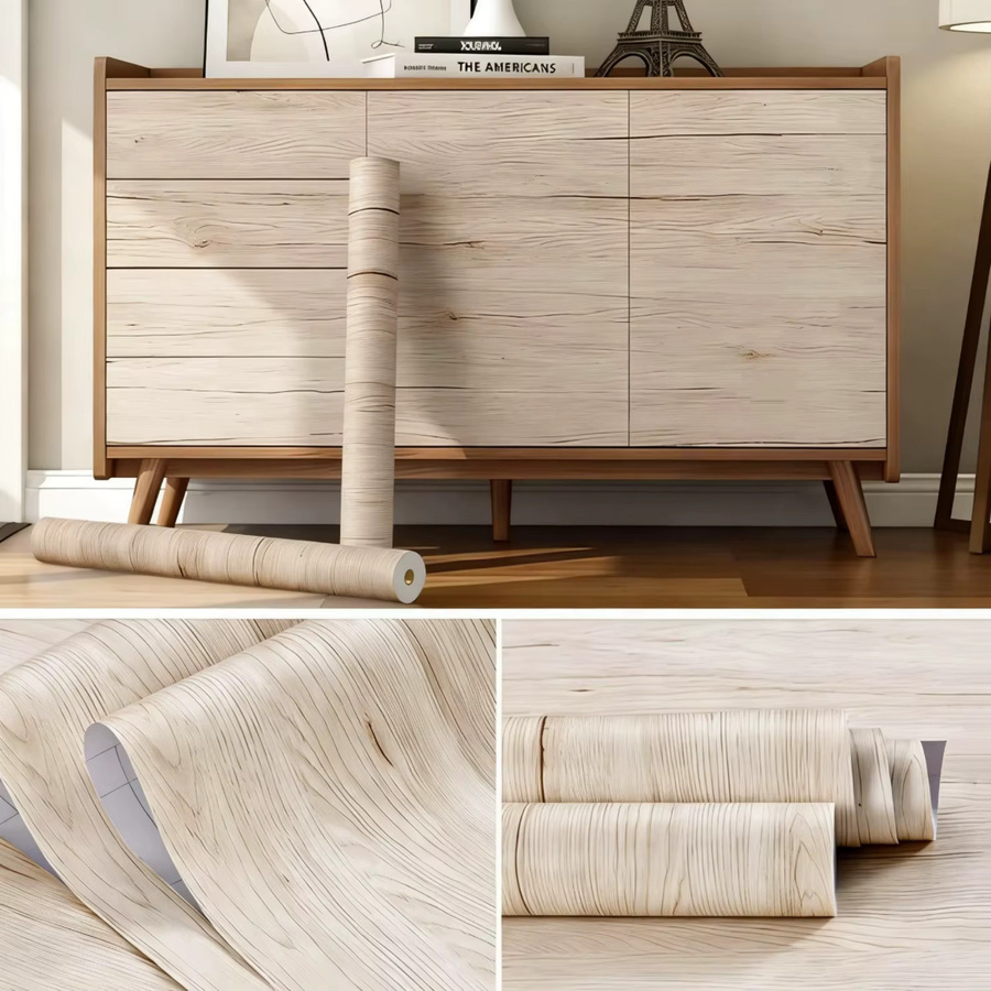 Selbstklebende Vinyl-Tapete mit Holzmaserung von Luck Amy in skandinavischem Design, wasserfeste PVC-Möbelaufkleber für Tisch, Schrank und Heimdekoration - Bild 3