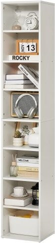VEVOR Bücherregal aus Holz mit 8 Fächern und höhenverstellbaren Regalböden, weißes Standregal für Wohnzimmer, Schlafzimmer oder Büro, Höhe: 180 cm, Breite: 33 cm, Tiefe: 30 cm - Bild 1
