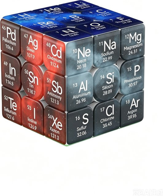Gowinbaby Periodensystem Lernpuzzle, 3x3 Zauberwürfel, Desktop Logik-Geschwindigkeits-Fidget-Ornament - Bild 1