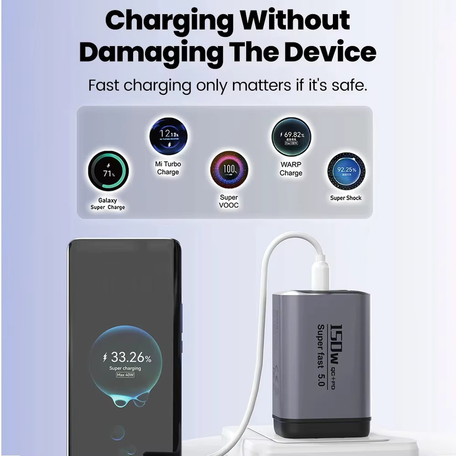 MAEBOXY 150W Multi-Port USB-C Ladegerät in Schwarz und Grau für schnelles Laden von Honor, Huawei, Xiaomi und iPhone - Bild 5