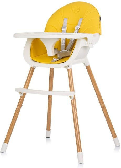 Chipolino Kinderhochstuhl Rio 2 in 1 in Gelb Weiß mit 5-Punkt-Gurt - Bild 1