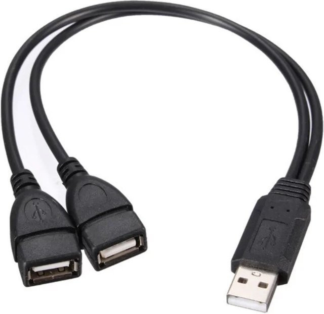 USB 3.0 Doppel-Adapter USB-A auf USB-C Splitter Kabel in Schwarz - Bild 1