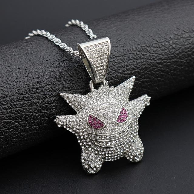 Wucifang Jewelry Halskette, gebrochenes Herz, Diamant, Zirkonia, Edelstahl, Schwarz, 50,8 cm, Unisex - Bild 1
