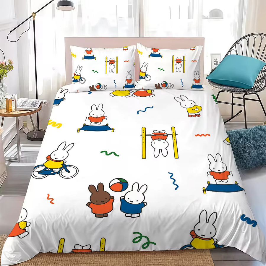 Miffy 3-teiliges Bettwäsche-Set aus Baumwolle in Weiß, Breite: 135 cm, Länge: 200 cm - Bild 2
