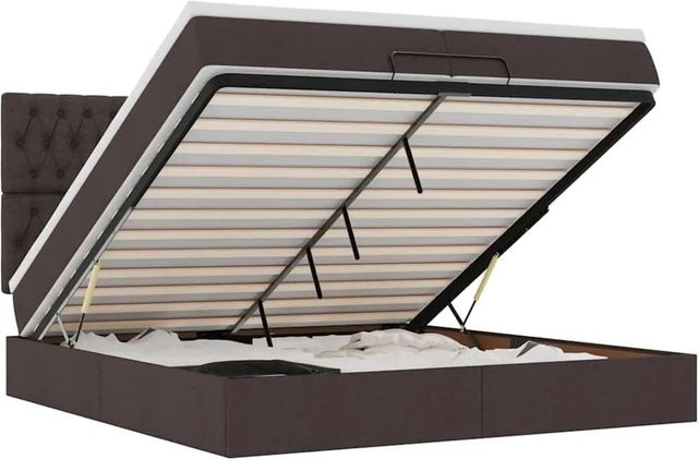 vidaXL Ottoman-Bett mit Matratzen, LED-Unterbettbeleuchtung und USB-Ladeanschluss, Dunkelbraun, B/T/H: 200 x 200 x 280 cm - Bild 1