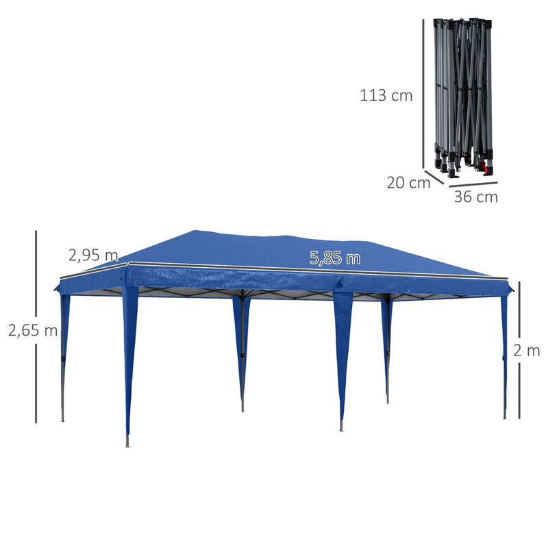 Outsunny Faltpavillon aus Polyester und Stahl in Blau, B/H/L: 295 x 265 x 585 cm - Bild 5