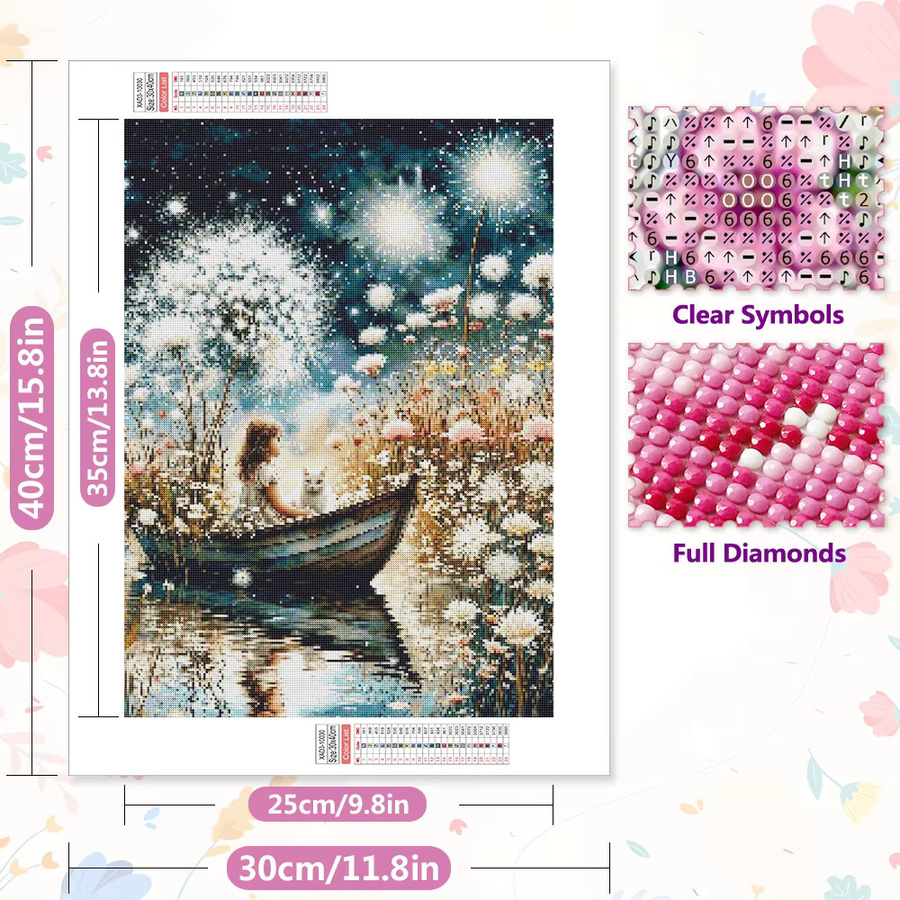 EverShine DIY Diamantmalerei Löwenzahnboot 5D Mosaik Set mit Rundbohrern in Multicolour zur modernen Wanddekoration B/H: 30,0 x 20,0 cm - Bild 2