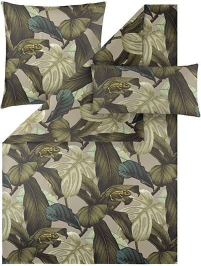 Estella Bettwäsche Lorenz aus Mako-Satin in Grün mit floralem Design - Bild 1