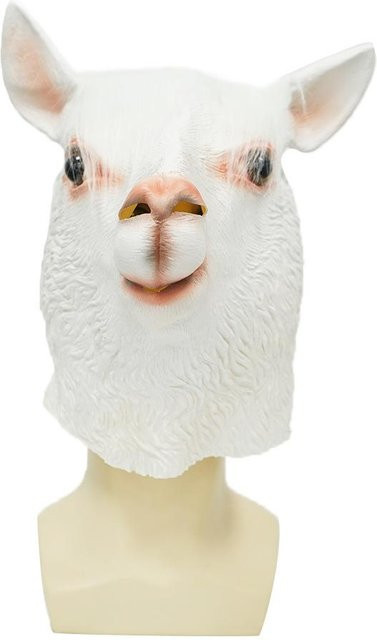 EraSpooky Cosplay Schaf Alpaka Latex Maske, Tiere, beige - Bild 1