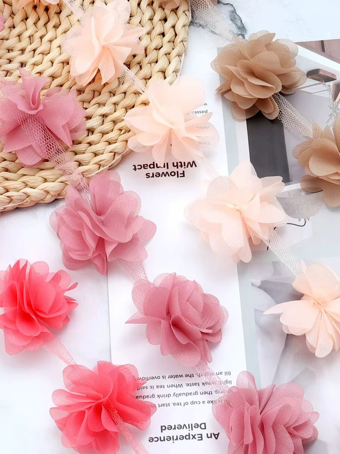20 Stück bunte Chiffon Cluster Blumen aus Textil für DIY Hochzeit und Party Dekoration, Durchmesser: 5,5 cm - Bild 5