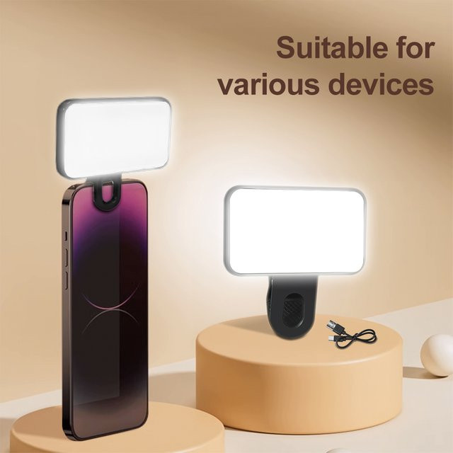 DO AS YOU WISH Mini-Selfie-Fülllicht mit 3 Farbmodi und einstellbarer Helligkeit, wiederaufladbare LED-Leuchte zum Anklipsen für Mobiltelefone und Computer - Bild 1