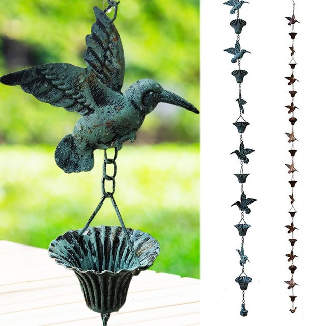 Creative Birds Regenketten Regensammler aus Metall für Dachrinne und Garten als dekoratives Regenwasser-Ablaufsystem - Bild 1