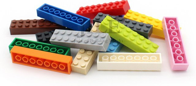 jile Moc Baustein Dicken Ziegel 2x8, 40-teiliges Set, Grün, Bunt / Mehrfarbig - Bild 1