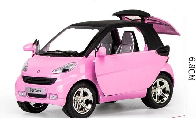 Fourall- Model Cars Smart Fortwo, Spielzeugauto, 1:24, Metall, Rosa - Bild 1