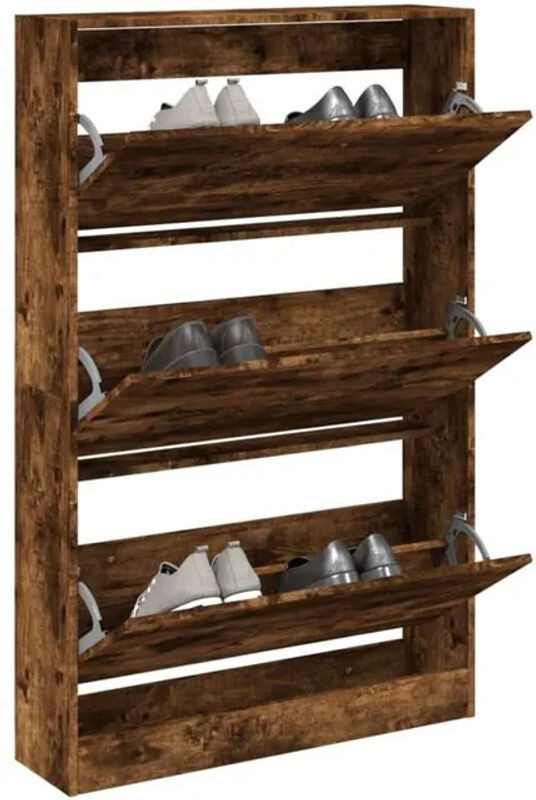 Schuhschrank Vidaxl aus Holzwerkstoff in Räuchereiche Braun mit Falttüren, B/T/H: 80 x 21 x 125,5 cm - Bild 1
