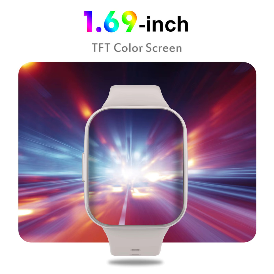 Nerunsa Smartwatch, 1.69 Zoll, Schwarz, Silikon, Unisex - Bild 2