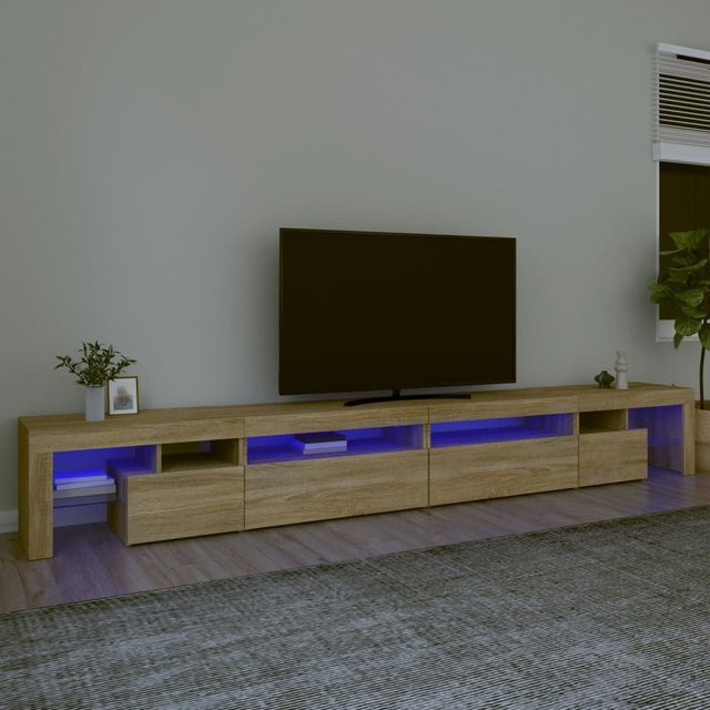 vidaXL TV-Schrank mit LED-Beleuchtung in Sonoma-Eiche, B/T/H: 290 x 36,5 x 40 cm - Bild 2