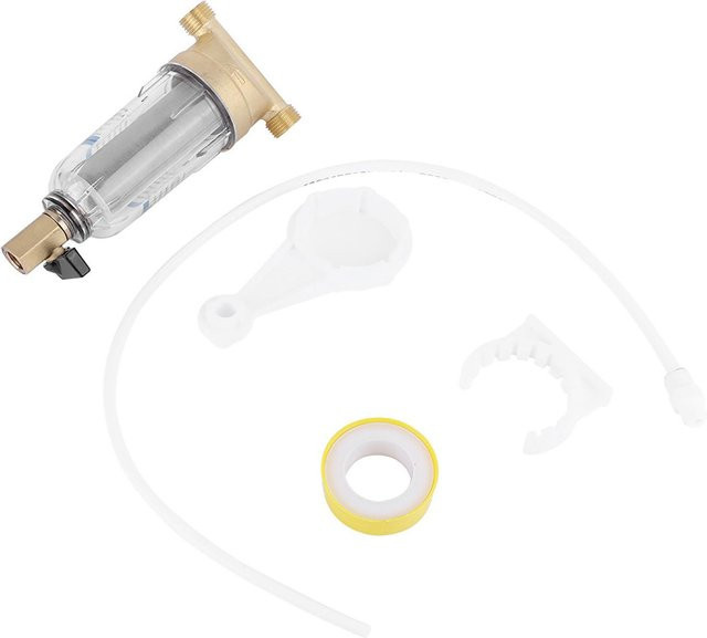 DIYelecs Wasserfilter Frontreiniger Kupfer Vorfilter mit Rückspülung zur Entfernung von Rost und Sediment, 3/4 Zoll Außengewinde, transparent/gold - Bild 1