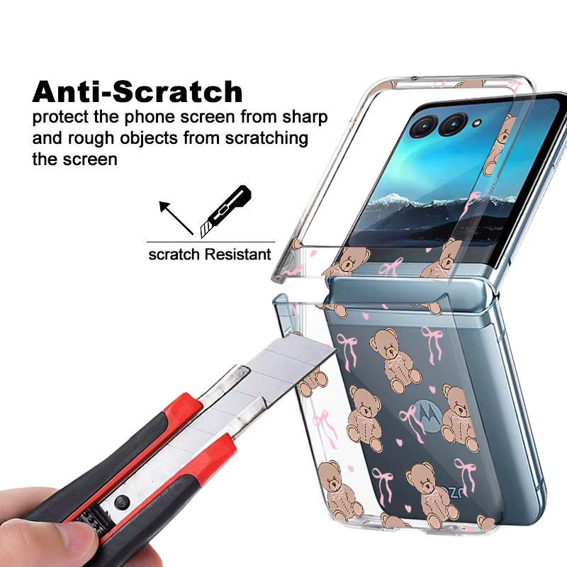 Stoßfeste transparente Handyhülle mit Cartoon-Bärenmuster für Motorola Razr 60 40 50 Ultra - Bild 4