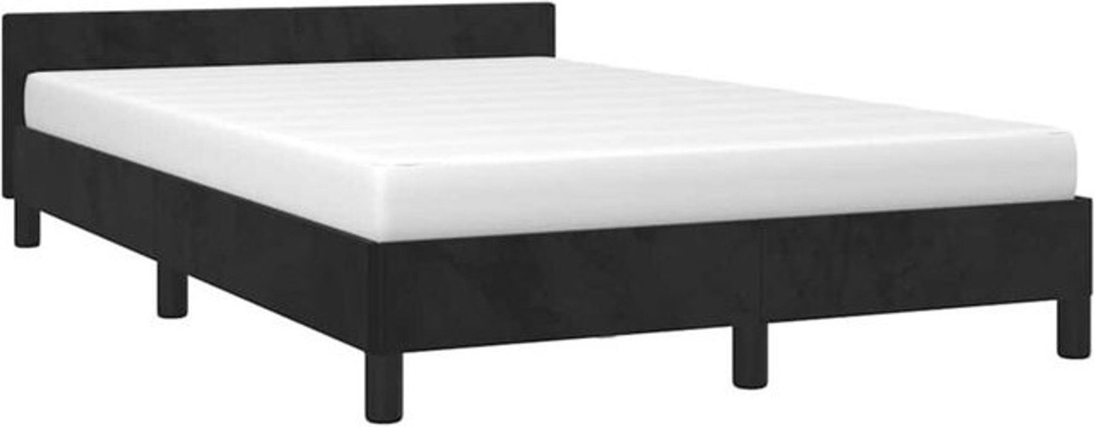 Vidaxl Polsterbett aus Samt und Holzwerkstoff in Schwarz, B/T/H: 120 x 200 cm - Bild 1