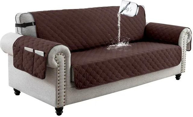 Wasserdichter Sofabezug für 1- bis 4-Sitzer, schmutzabweisender Couch-Schonbezug in Braun für Haustiere und Hunde - Bild 1