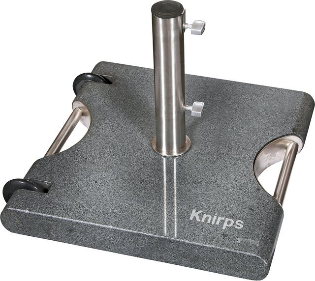 Knirps Trolley-Granitsockel in Grau mit Rollen für Sonnenschirme bis Ø 350 cm aus Granit und Edelstahl - Bild 1