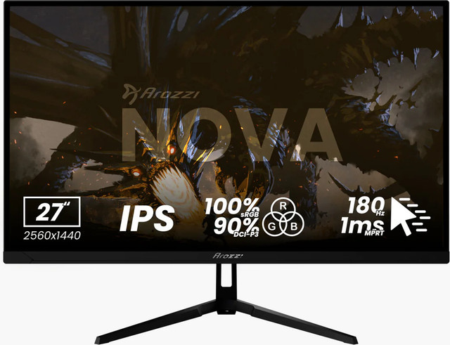 Arozzi Nova Gaming-Monitor, 27 Zoll, QHD, IPS, 180 Hz, Schwarz - Bild 1