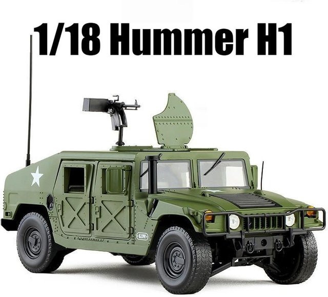 Linyi toy car Hummer H1 Off Road Militär Armee Spielzeugauto, Modell, 1:18, Metall, ab 14 Jahren - Bild 1