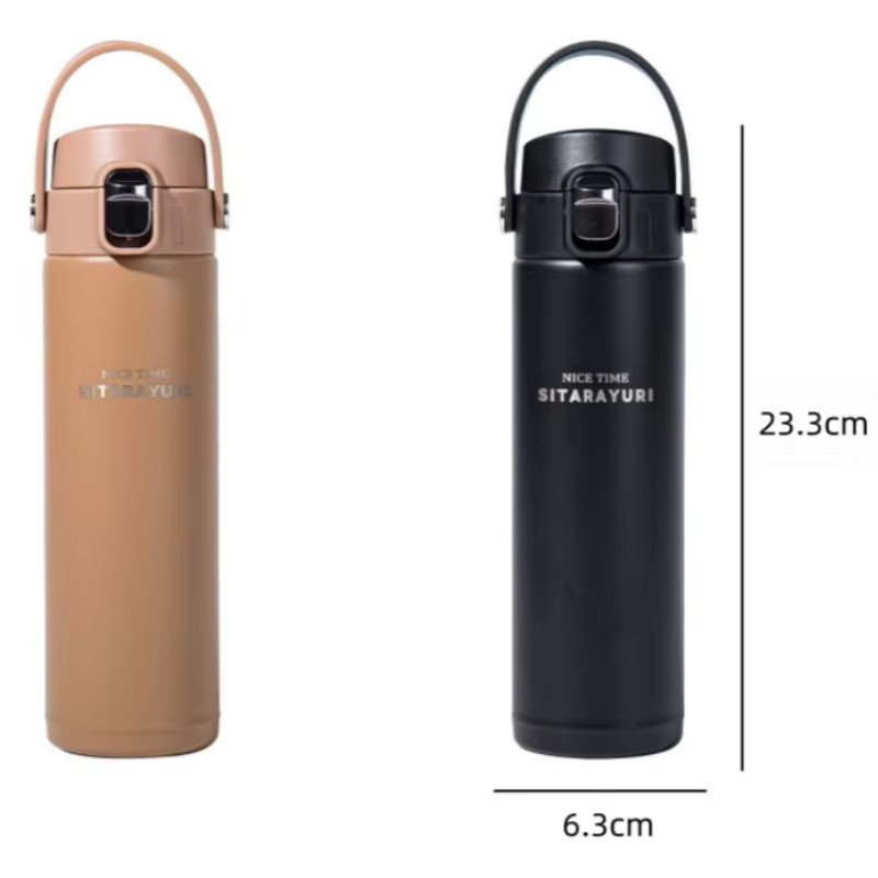 JUSTINLAU Thermosbecher aus Edelstahl mit Pop-Top-Verschluss, isolierter Trinkbecher, auslaufsicher, Schwarz, 500 ml - Bild 2