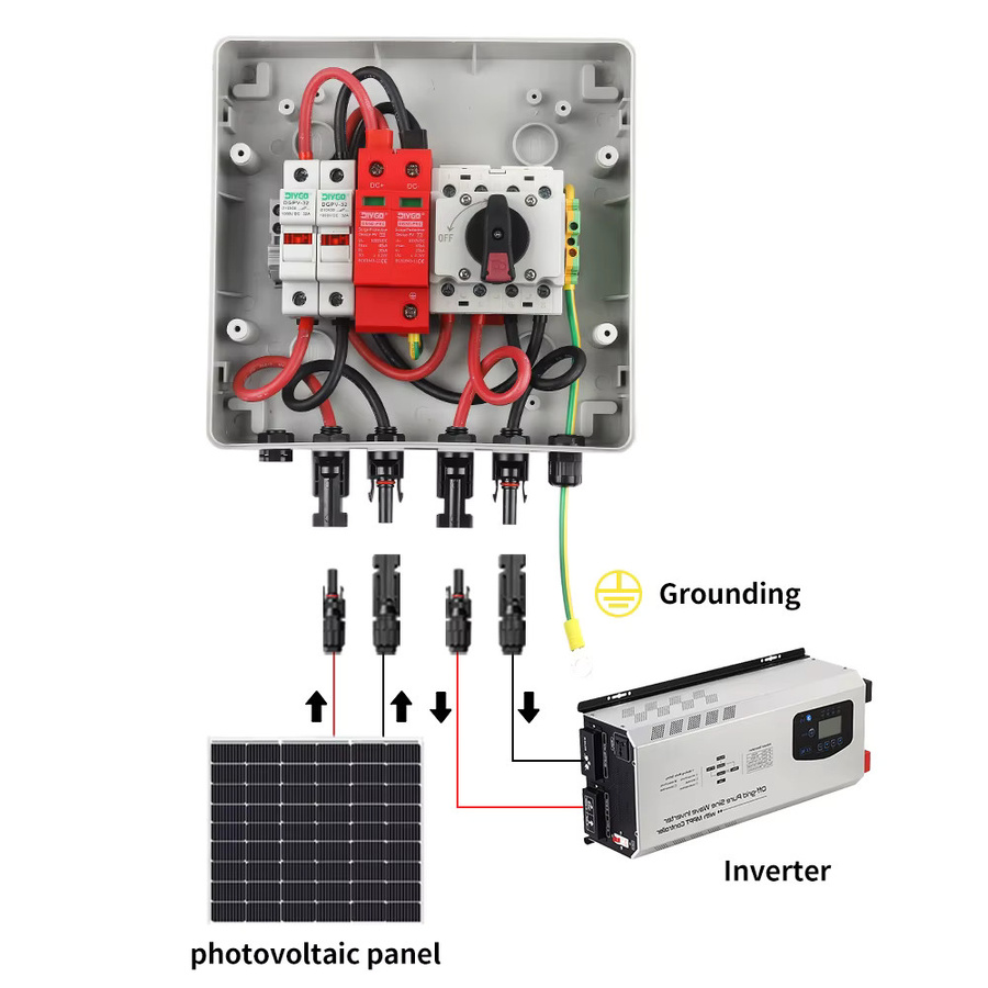 DIY GO Solar Photovoltaik PV Combiner Box mit 1 Eingang und 1 Ausgang, DC 1000V, Überspannungs- und Blitzschutz, DC-Sicherung, MCB, SPD, IP65 wasserdicht, Weiß - Bild 4