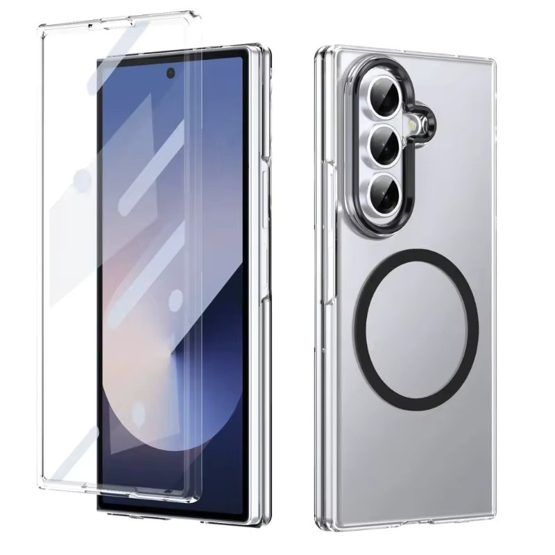 Transparente Magnet-Schutzhülle mit Metall-Linsenschutz für Samsung Galaxy Z Fold 8 7 6 5 4 Ultra, inklusive kabellosem Laden, Blau - Bild 2