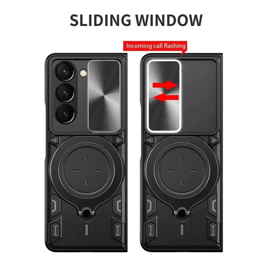 Magnetische 360 Grad rotierende Rüstungshülle für Samsung Galaxy Z Fold 7, 6, 5 5G mit Autohalter-Ring und Kameraschutz in Schwarz oder Lila - Bild 2