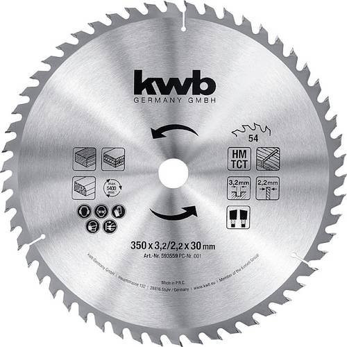 KWB Universal Kreissägeblatt Carbide Tipped in Silber, Durchmesser: 350 mm, Bohrung: 30 mm - Bild 1