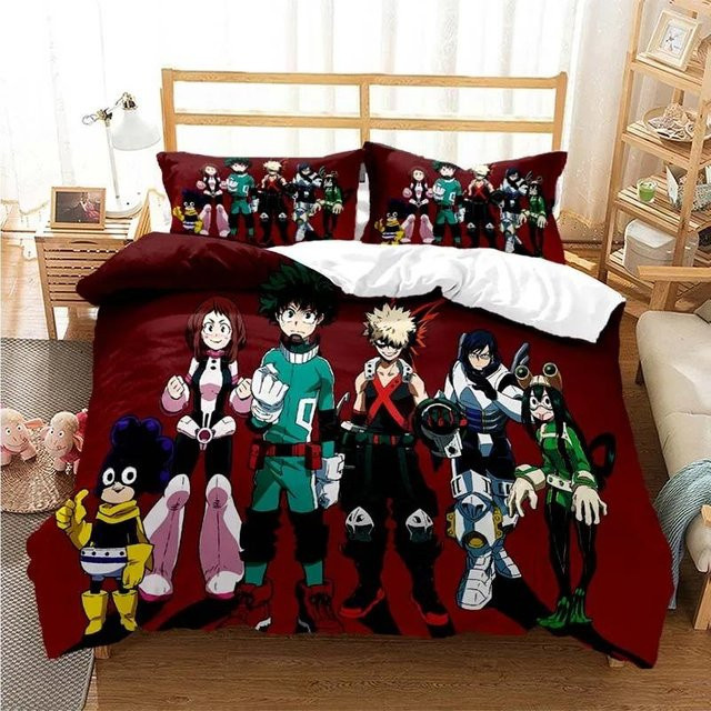 My Hero Academia Bettwäsche-Set mit Motiv-Druck, bestehend aus Bettbezug und Kissenbezügen, Mehrfarbig, B/H: 173 x 218 cm - Bild 1