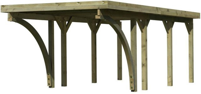 Karibu Einzelcarport Classic 2 mit PVCDach und zwei Einfahrtsbögen, kesseldruckimprägniertes Holz, Außenmaß B: 273 cm, T: 586 cm - Bild 5