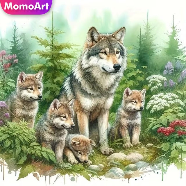 Momoart Diamantmalerei Wolf DIY Set als Strass Mosaik Bild in Multicolour, B/H: 20 x 20 cm - Bild 1