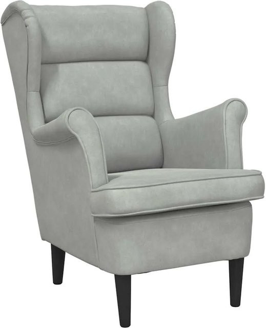 vidaXL Sessel in Hellgrau aus Samt mit Armlehnen, B/T/H: 71 x 92 x 91 cm - Bild 1