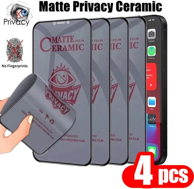 Caynes 4er-Pack Keramik Displayschutzfolie Matt für iPhone 17 16 15 14 13 12 Pro Max und Air, Transparent, Anti-Fingerprint Privacy Film - Bild 1