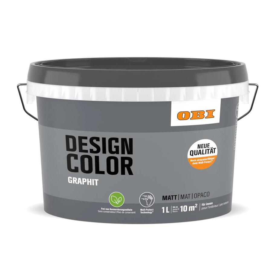 OBI Design Color 1 Dispersionsfarbe für Mauerwerk in Graphit Grau, wasserbasiert - Bild 2