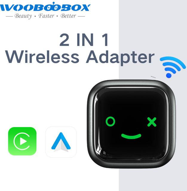 WOOBOOBOX 2-in-1 Wireless CarPlay und Android Auto Adapter Dongle in Schwarz - Bild 1