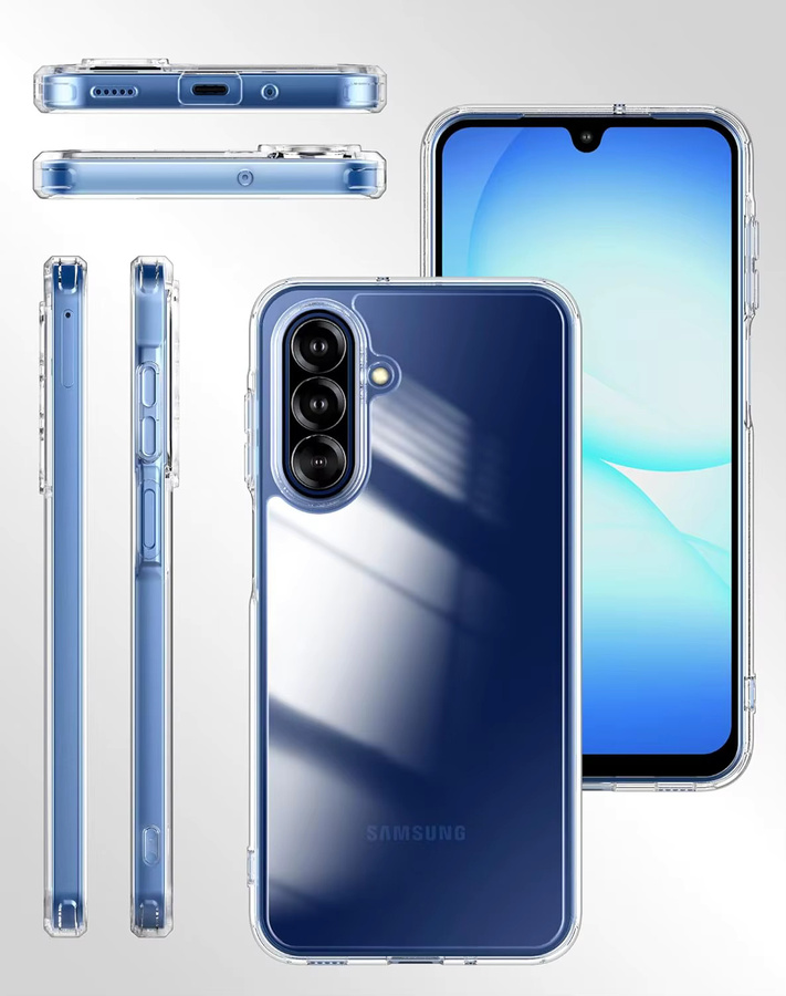 Hybrid Schutzhülle für Samsung Galaxy A17 und A16 mit 2 Stück Displayschutzfolie aus gehärtetem Glas, transparent, stoßfest mit weichem TPU-Stoßfänger - Bild 2