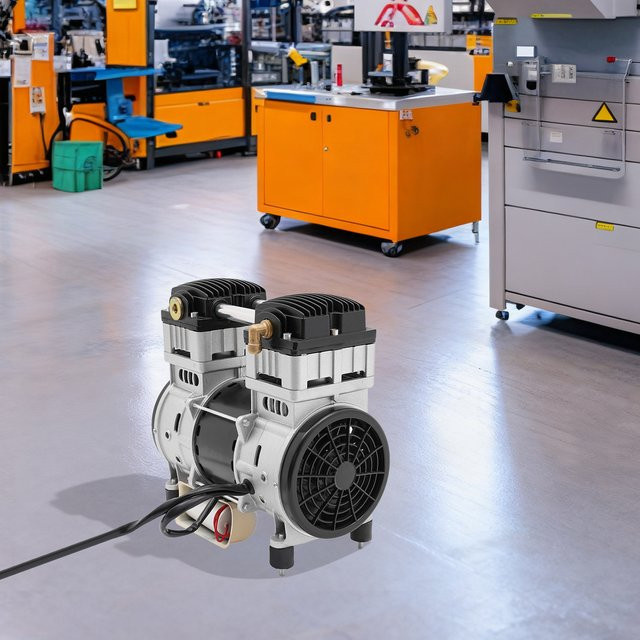 CNCEST Luftkompressor-Pumpenkopf 1500W 220V in Silber mit 140L/min, Doppel-Schalldämpfer und Kühlventilator - Bild 1