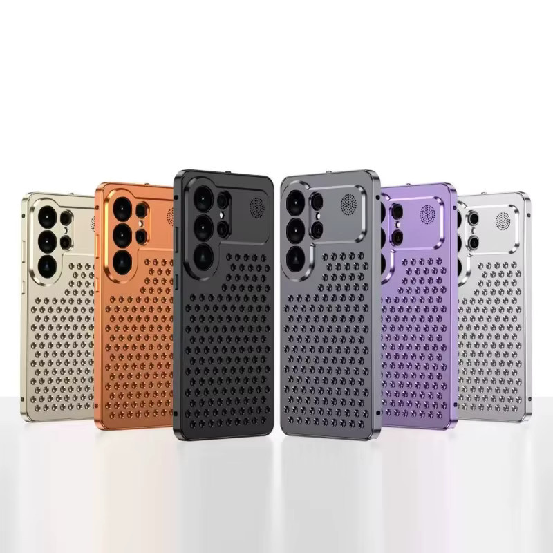 VYOPBC Aromatherapie Handyhülle aus Aluminiumlegierung und Netzmetall für Samsung Galaxy S26 Ultra S25 Ultra S24 S23 Ultra in Schwarz - Bild 3