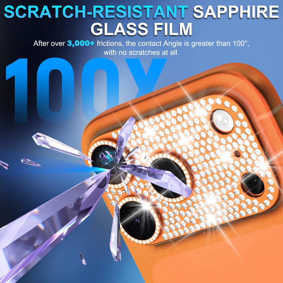 NNBILI Kamera Objektiv Schutz Film für iPhone 17 Pro Max und iPhone 17 Pro aus gehärtetem Glas mit Metallrahmen in Blau - Bild 3