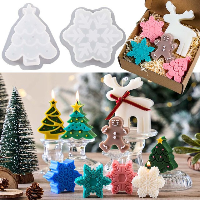 UDOCOOL Silikon Kerzenformen Weihnachten Serie für DIY Duftkerzen Seife und Gips in Mehrfarbig - Bild 1