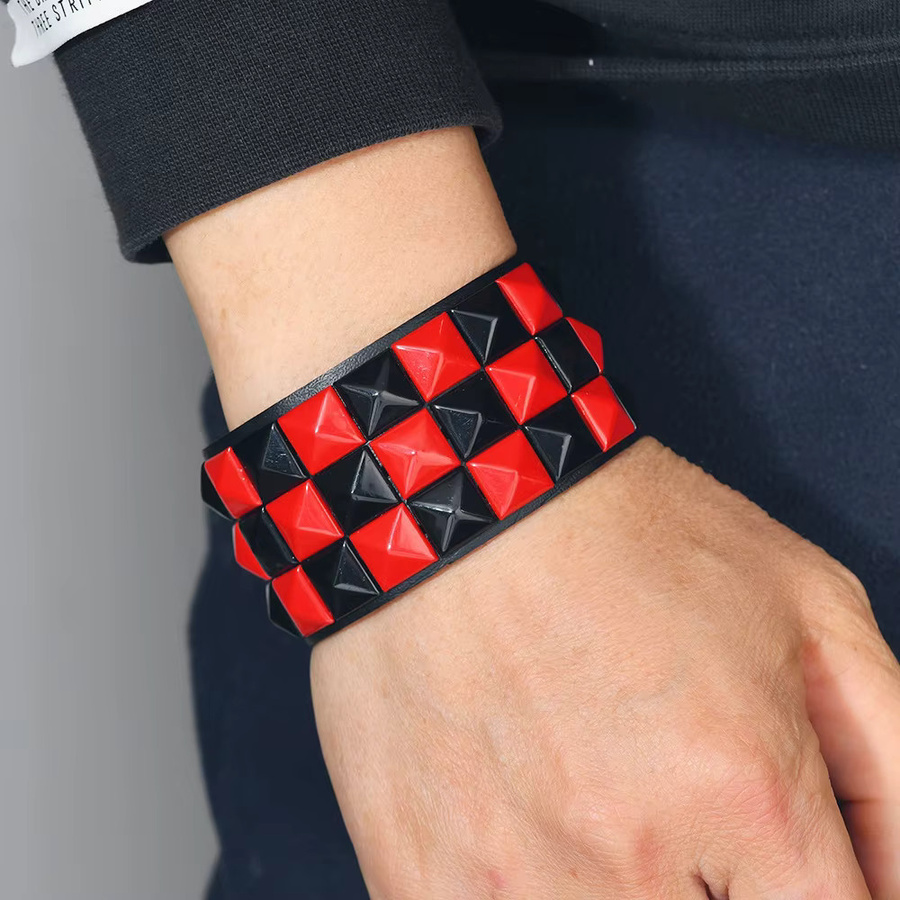 HANGZHI Armband, PU-Leder, Bunt, Nieten, Unisex - Bild 2