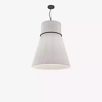 Bover Folie Pendelleuchte in Weiß mit Stoffschirm im modernen Kegeldesign - Bild 1
