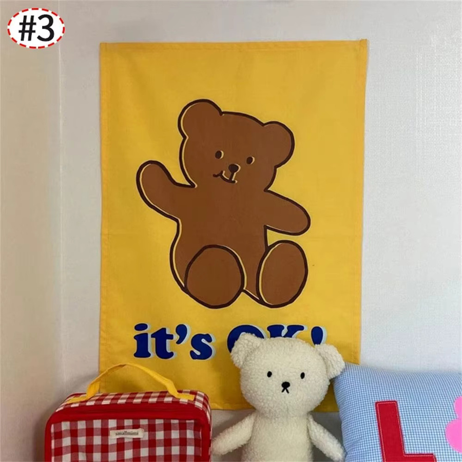 VIKAMA Teddybär-Wandteppich in Gelb für Kinderzimmer, Wohnzimmer und Schlafzimmer, maschinenwaschbar, B/H: 60 x 40 cm - Bild 1